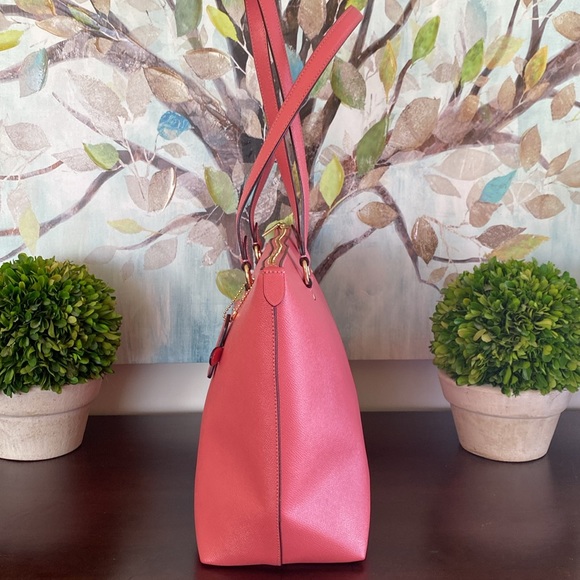 COACH  F79608 🧡💛POPPY💛🧡 CROSSGRAIN LEATHER GALLERY TOTE BAG 🌟EUC🌟 - Picture 7 of 17